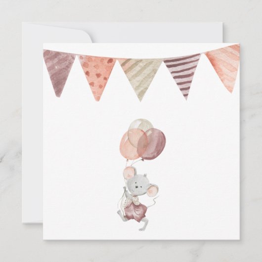 Greeting Card - Little Mouse With Balloons カード (正面)