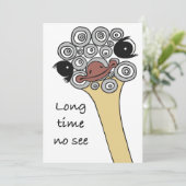 Greeting Card Ostrich "long time no see" 招待状 (スタンド正面)