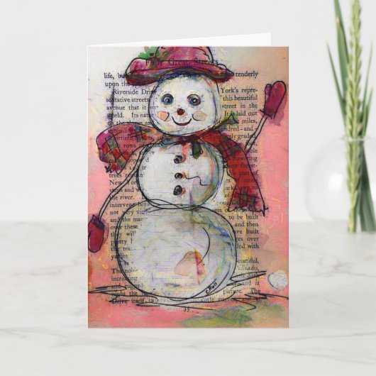 Greeting Card, Snowman with Red hat and scarf, Art シーズンカード (正面)