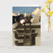 Greeting Card the 飛んでいる dog カード (黄色い花)