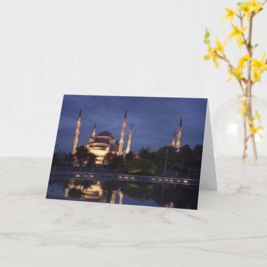 Greeting card : the Blue Mosque at night カード (黄色い花)