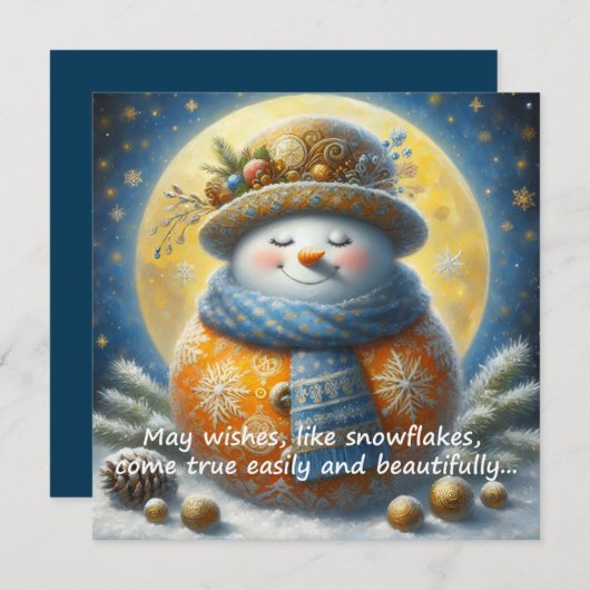 Greeting card with a cute snowman (正面/裏面)