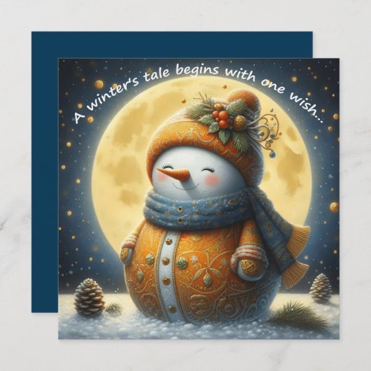 Greeting card with a cute snowman (正面/裏面)