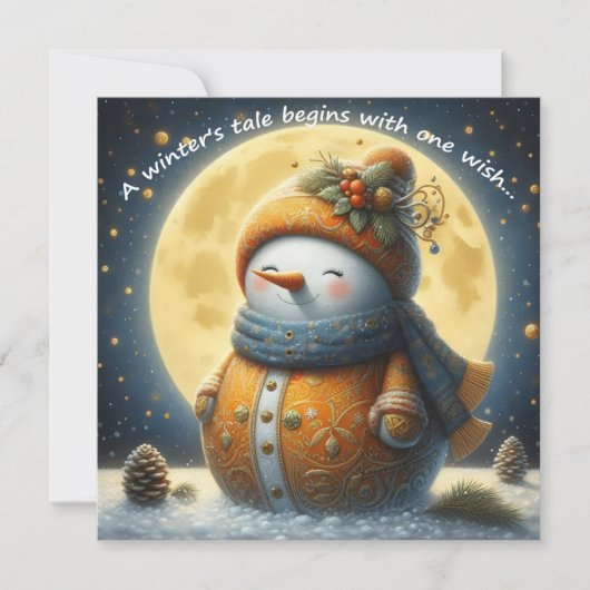 Greeting card with a cute snowman (正面)