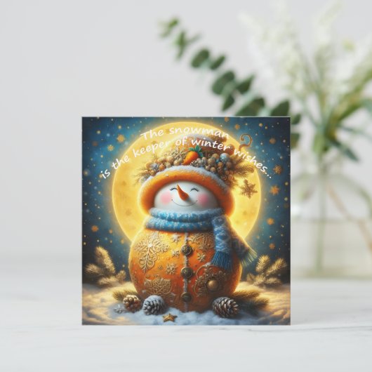 Greeting card with a cute snowman (スタンド正面)