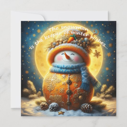 Greeting card with a cute snowman (正面)