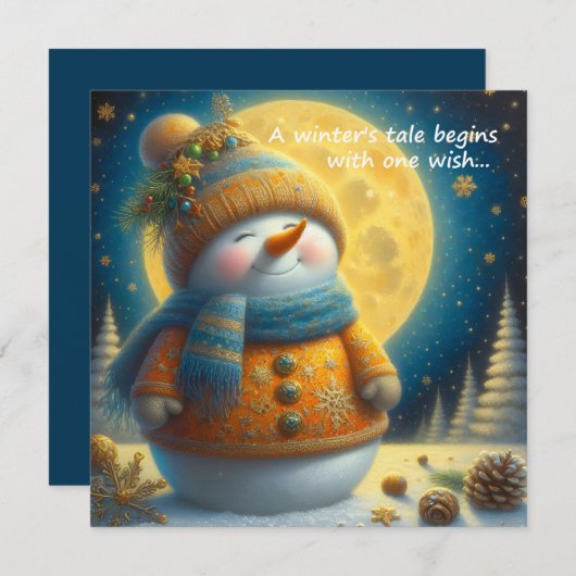 Greeting card with a cute snowman (正面/裏面)