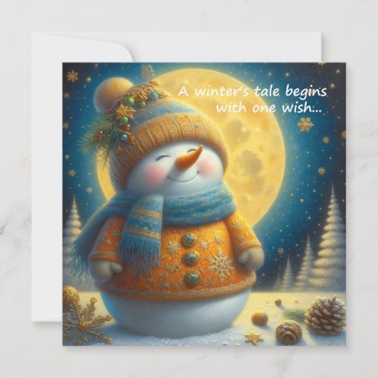Greeting card with a cute snowman (正面)
