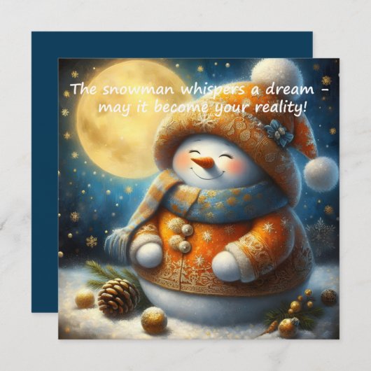Greeting card with a cute snowman (正面/裏面)