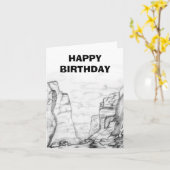 Greeting Card with canyon sketched on it カード (黄色い花)