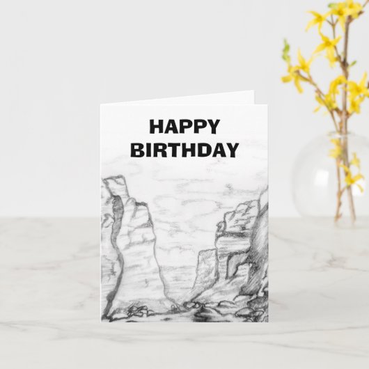Greeting Card with canyon sketched on it カード (黄色い花)