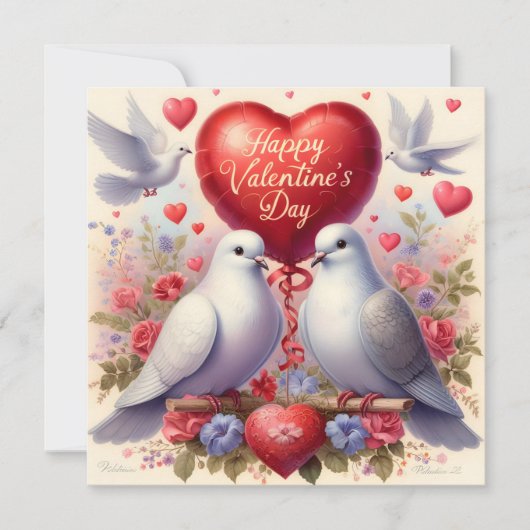 Greeting card with doves in love (正面)