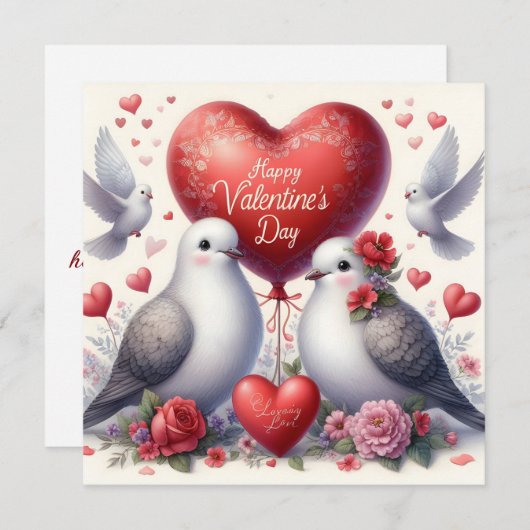 Greeting card with doves in love (正面/裏面)