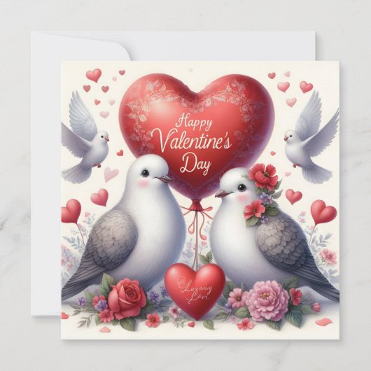 Greeting card with doves in love (正面)
