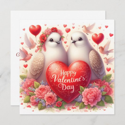 Greeting card with doves in love (正面/裏面)