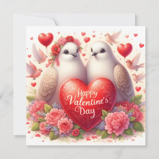Greeting card with doves in love (正面)