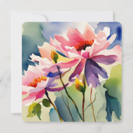 Greeting Card with Watercolor Flowers - 2 ノートカード