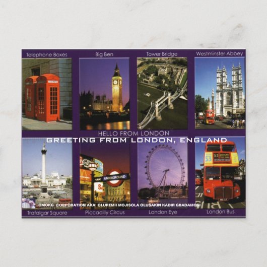 GREETING FROM LONDON, ENGLAND POSTCARD BY MOJISOLA ポストカード (正面)