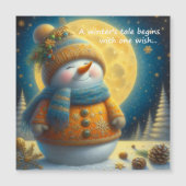 Greeting magnet with a cute snowman (正面)