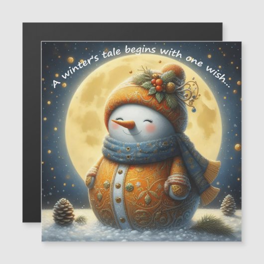 Greeting magnet with a cute snowman (正面/裏面)