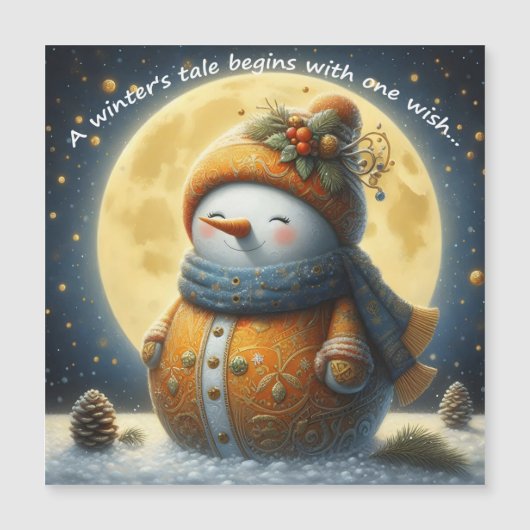 Greeting magnet with a cute snowman (正面)