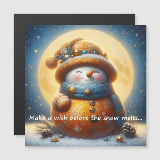 Greeting magnet with a cute snowman (正面/裏面)