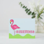 GREETINGS かわいらし Pink Flamingo鳥はがき ポストカード (スタンド正面)