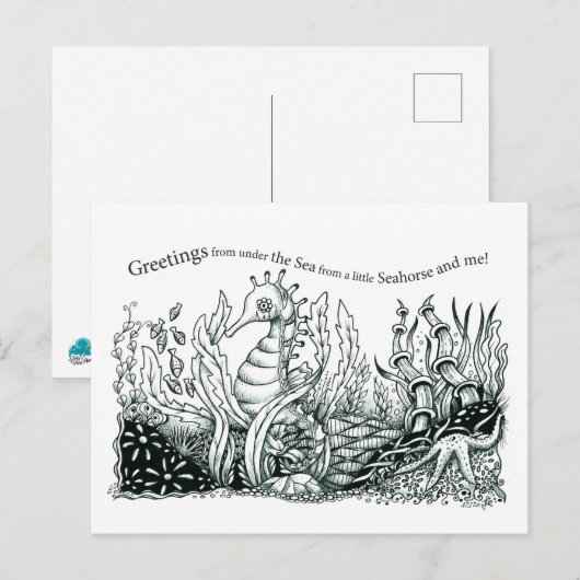 Greetings from a little seahorse ポストカード (正面/裏面)