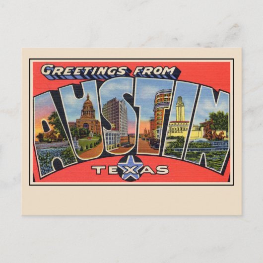 Greetings from Austin Texas Large Letter Postcard ポストカード (正面)