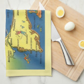 Greetings From Cape Cod Map キッチンタオル (四つ折り)