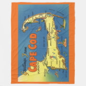Greetings From Cape Cod Map フリースブランケット (正面)
