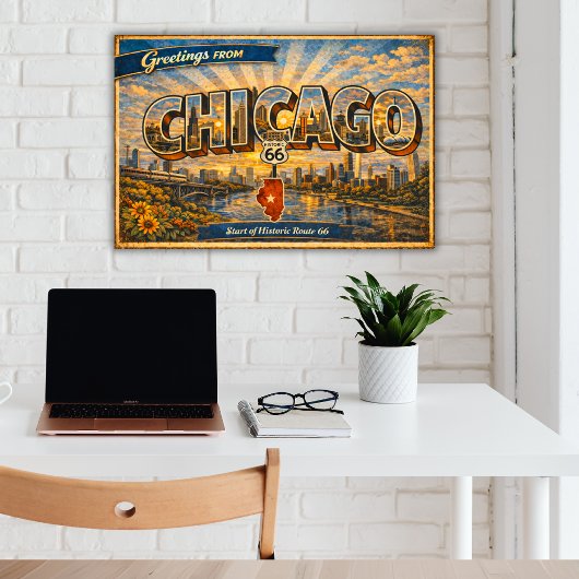 Greetings From Chicago Vintage Postcard ポスター