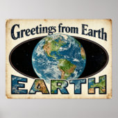 Greetings from Earth Retro Sci‑Fi Poster ポスター (正面)