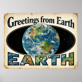 Greetings from Earth Retro Sci‑Fi Poster ポスター