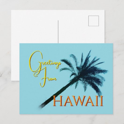 Greetings From Hawaii - Palm Trees シーズンポストカード (正面/裏面)