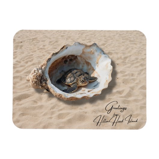 Greetings from Hilton Head Island Sea Turtle マグネット (横)