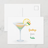 Greetings From India Ckelte Flag Holiday Card シーズンポストカード (正面/裏面)