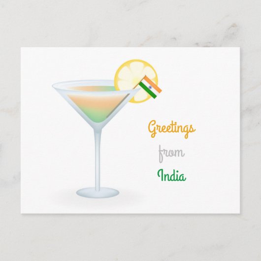 Greetings From India Ckelte Flag Holiday Card シーズンポストカード (正面)