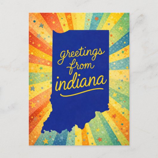 Greetings from Indiana Colorful ポストカード (正面)