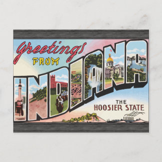 Greetings From Indiana The Hoosier州,ヴィンテージ ポストカード