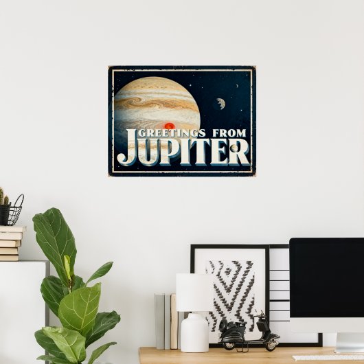 Greetings from Jupiter Retro Sci‑Fi Poster ポスター (ホームオフィス)