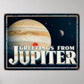 Greetings from Jupiter Retro Sci‑Fi Poster ポスター (正面)