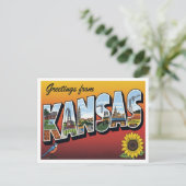 Greetings from Kansas Sunflower ポストカード (スタンド正面)