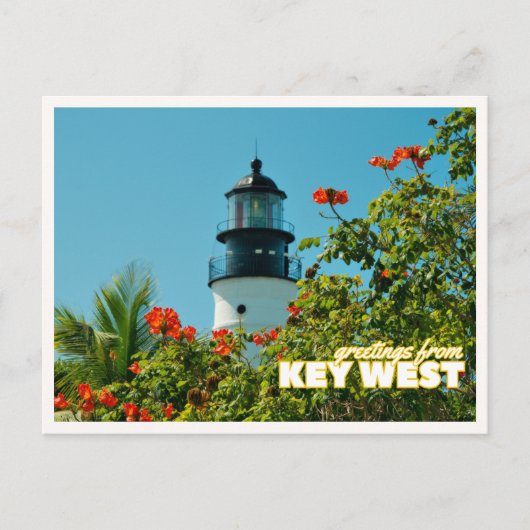 Greetings from Key West Florida Retro Lighthouse ポストカード (正面)