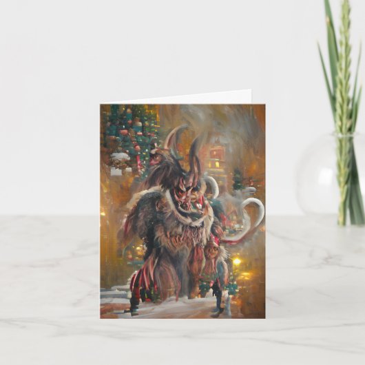 Greetings from Krampus, 4" x 5.6" Folded Card カード (正面)