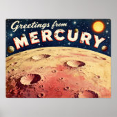 Greetings from Mercury Retro Sci‑Fi Poster ポスター (正面)