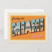 Greetings from Miami Beach Vintage ポストカード (正面/裏面)