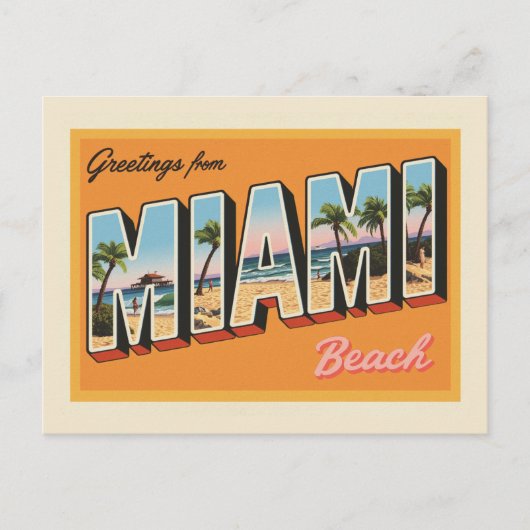 Greetings from Miami Beach Vintage ポストカード (正面)
