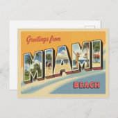 Greetings from Miami Beach Vintage ポストカード (正面/裏面)