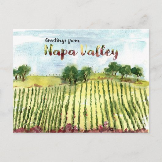 Greetings From Napa Valley Vineyard Hills ポストカード (正面)